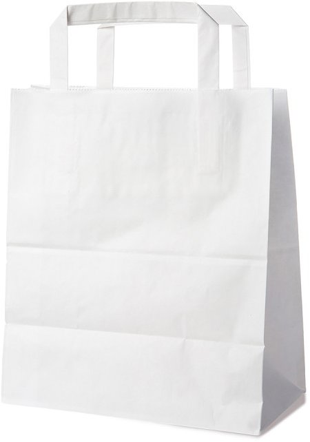 Wimex Papírová taška s plochým uchem 18+8 × 22 cm, bílá, 50 ks