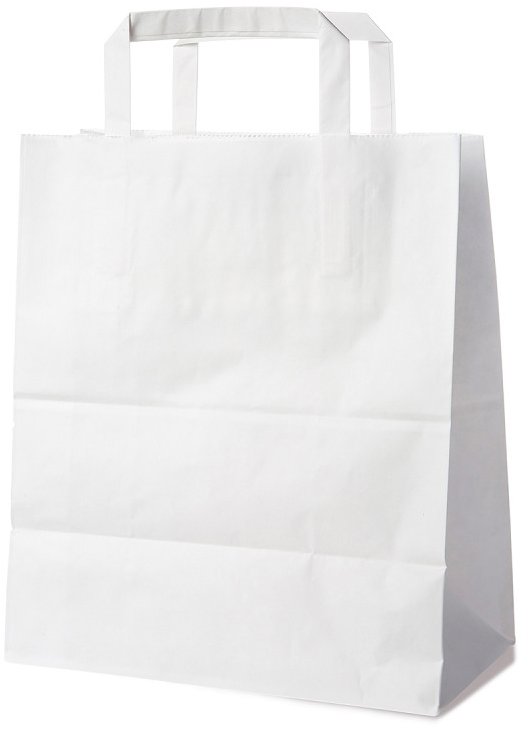 Wimex Papírová taška s plochým uchem 22+10 × 28 cm, bílá, 50 ks