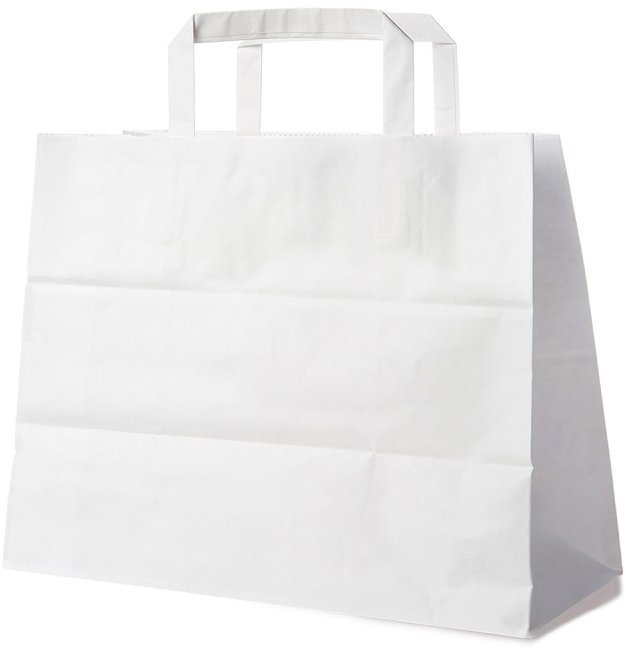Wimex Papírová taška s plochým uchem 32+16 × 27 cm, bílá, 50 ks