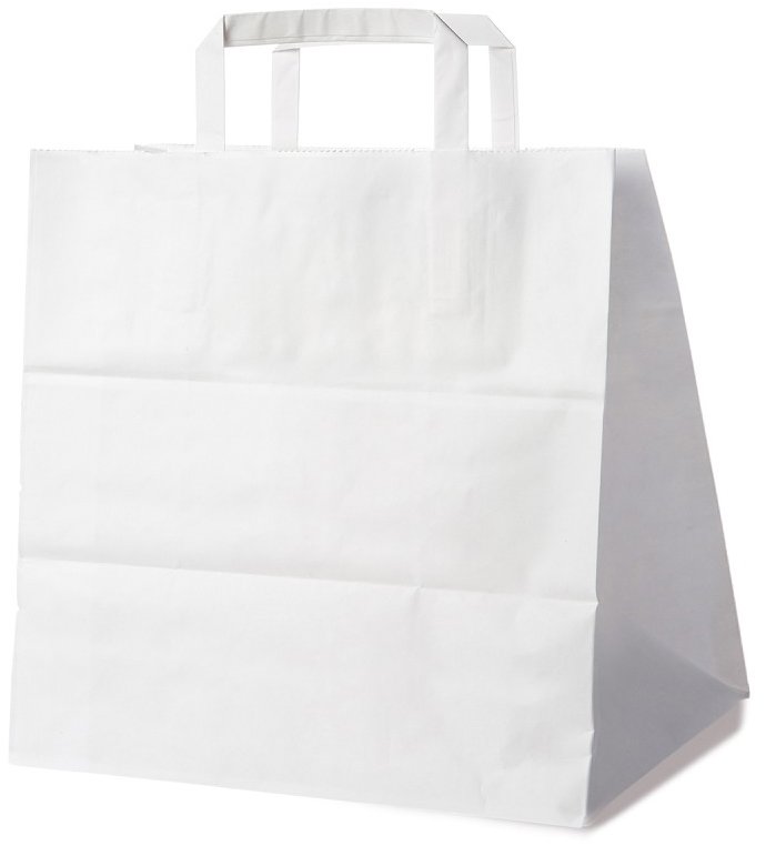 Wimex Papírová taška s plochým uchem 32+21 × 33 cm, bílá, 50 ks
