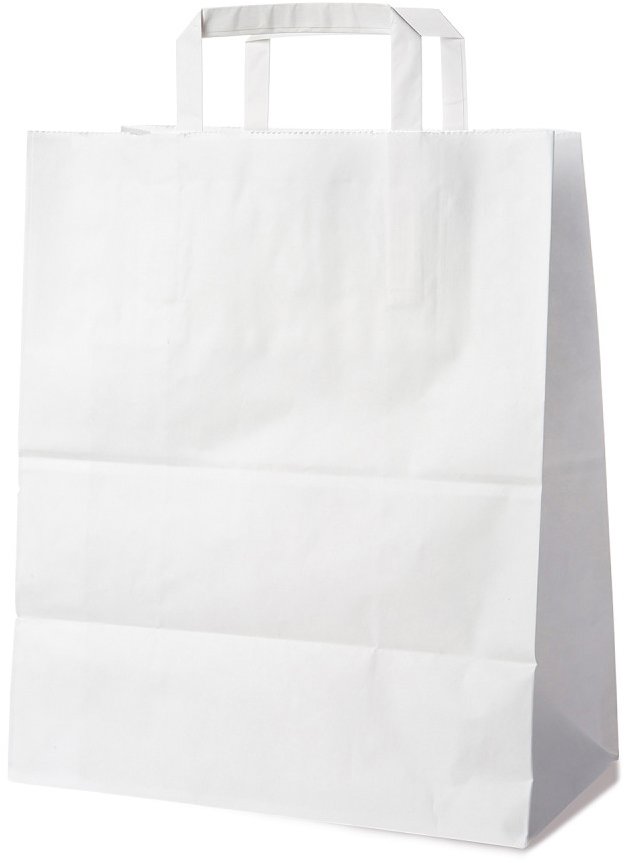 Wimex Papírová taška s plochým uchem 32+16 × 39 cm, bílá, 50 ks