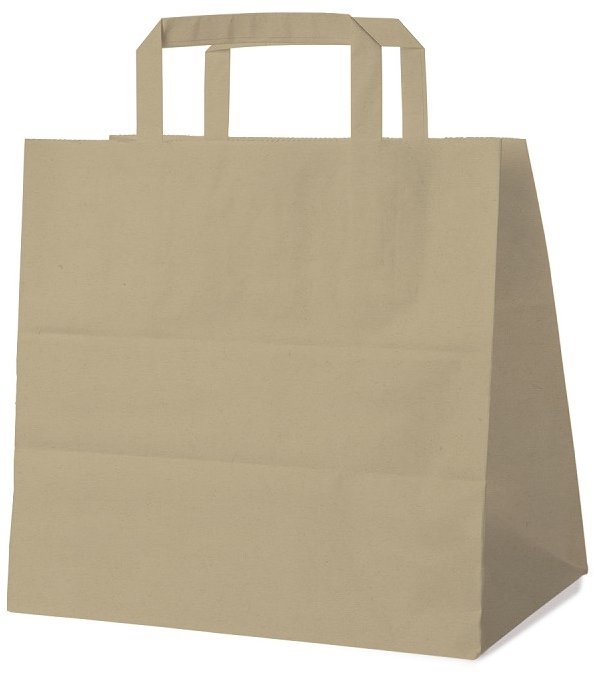 Wimex Papírová taška s plochým uchem 26+17 × 25 cm, hnědá, 50 ks