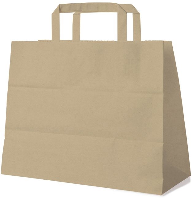 Wimex Papírová taška s plochým uchem 32+16 × 27 cm, hnědá, 50 ks
