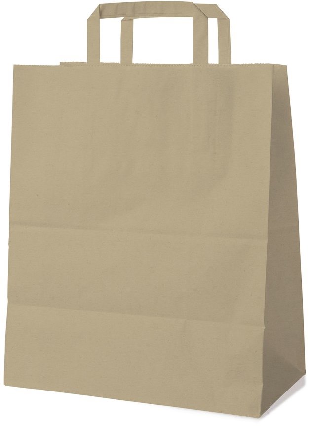 Wimex Papírová taška s plochým uchem 32+16 × 39 cm, hnědá, 50 ks