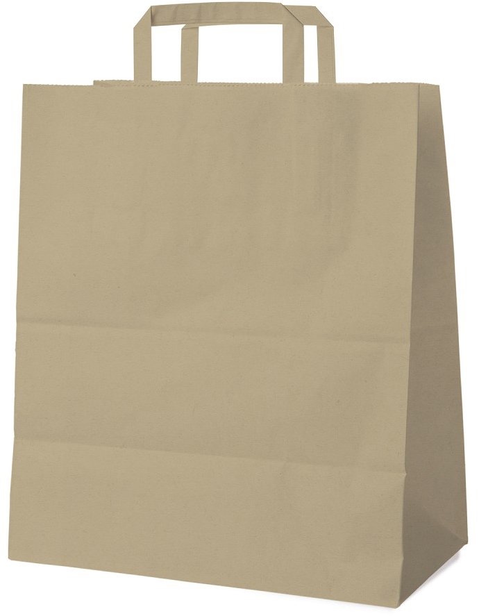Wimex Papírová taška s plochým uchem 40+16 × 45 cm, hnědá, 50 ks