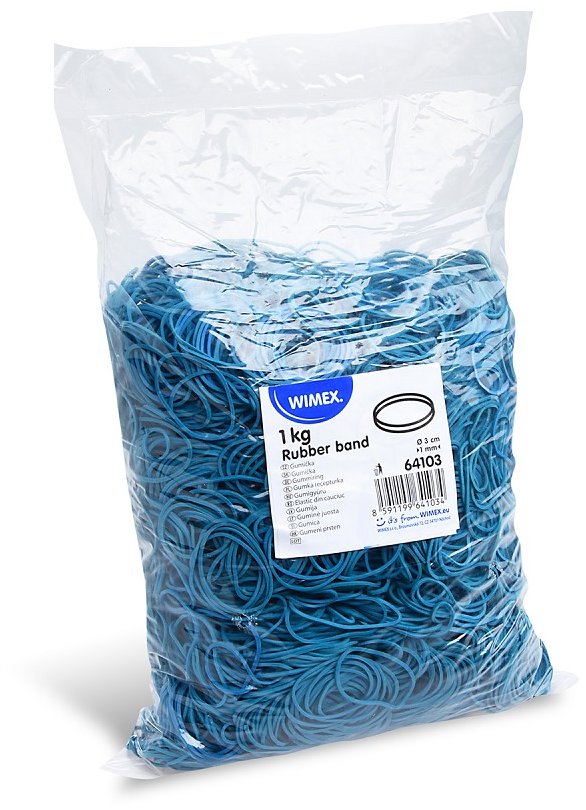 Wimex gumičky šíře 1 mm, průměr 3 cm, modré - 1 kg