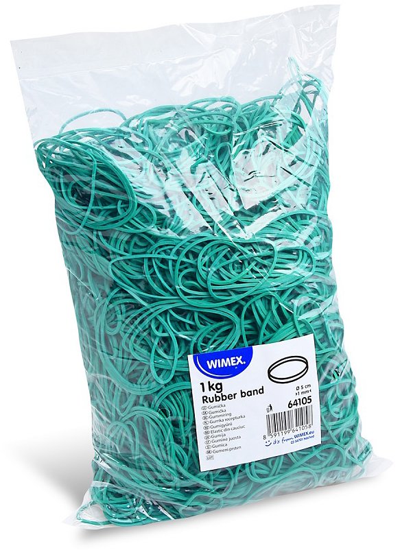 Wimex gumičky šíře 1 mm, průměr 5 cm, zelené - 1 kg