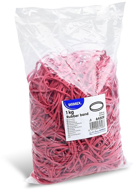 Wimex gumičky šíře 3 mm, průměr 8 cm, červené - 1 kg