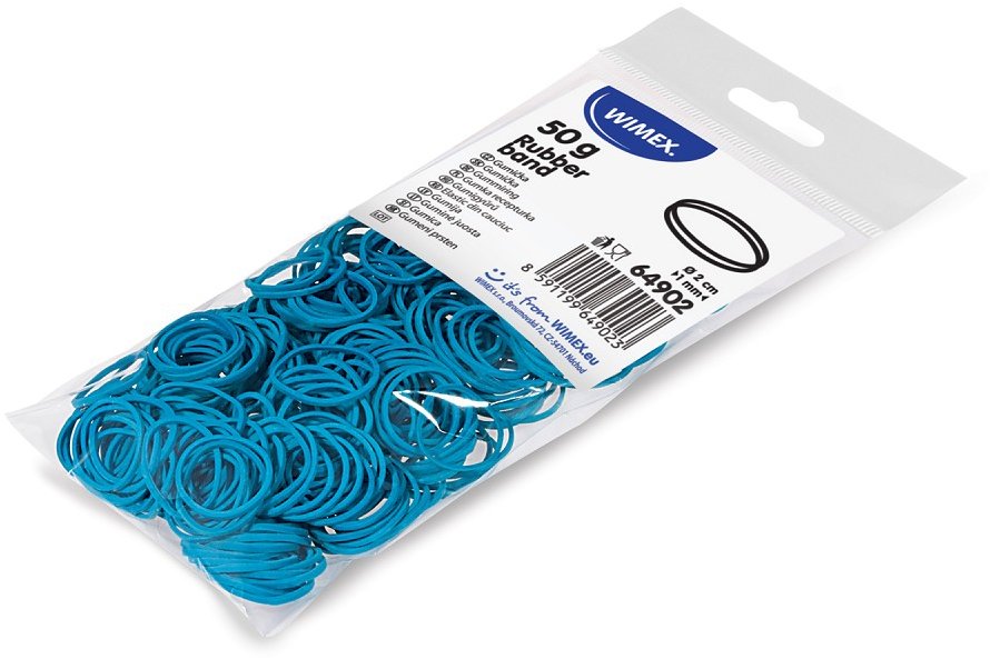 Wimex gumičky šíře 1 mm, průměr 2 cm, modré - 50 g