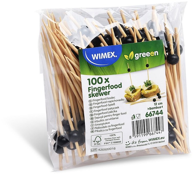 Wimex Bambusový fingerfood bodec černá Perla 12 cm, 100 ks