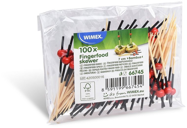 Wimex Bambusový fingerfood bodec červená Perla 7 cm, 100 ks
