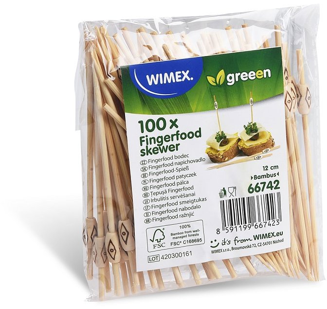 Wimex Bambusový fingerfood bodec Natur 12 cm, 100 ks