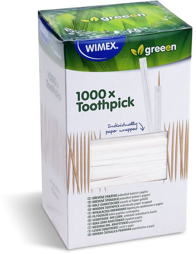 Wimex Dřevěné párátko 2 × 65 mm, jednotlivě balené v papíru, 1000 ks
