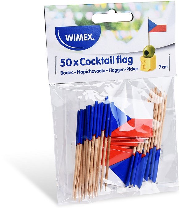 Wimex Dřevěný bodec Vlaječka CZ, 7 cm - 50 ks