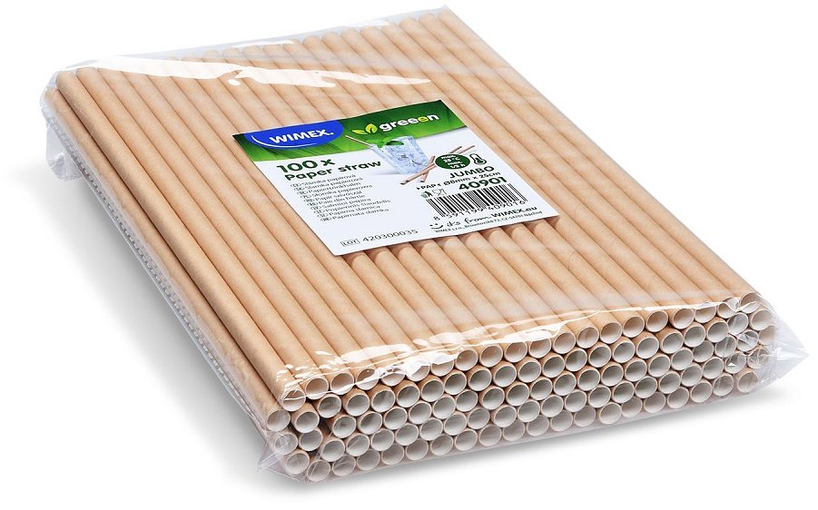 Wimex papírové brčko JUMBO 8 × 25 cm, kraft - 100 ks