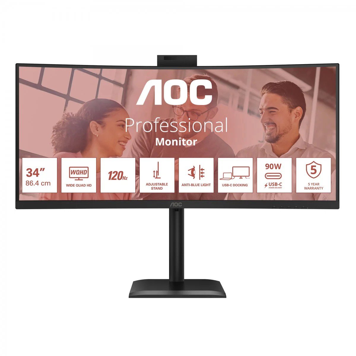 34 palcový křivý monitor AOC CU34E4CW v černé barvě