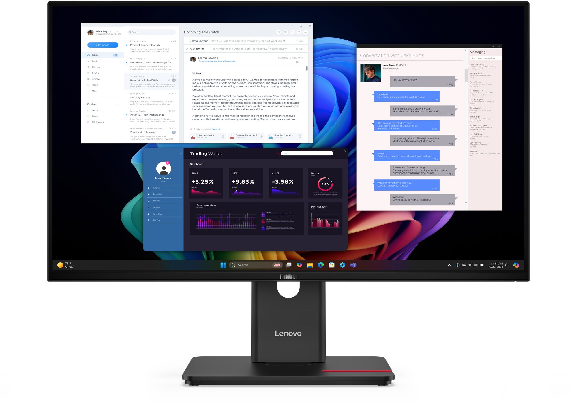 27" Lenovo ThinkVision T27UD-40 monitor