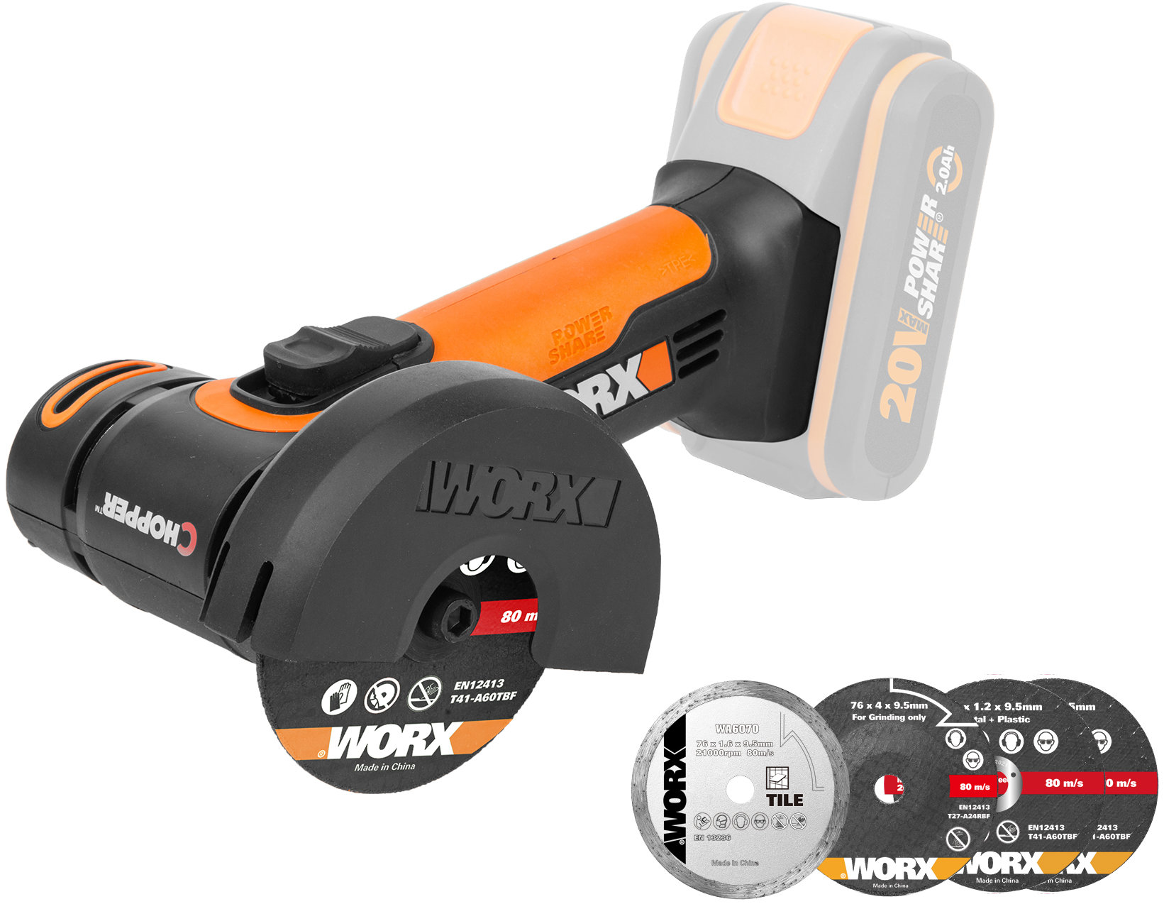 WORX Úhlová bruska AKU mini WX801.9 (bez AKU)
