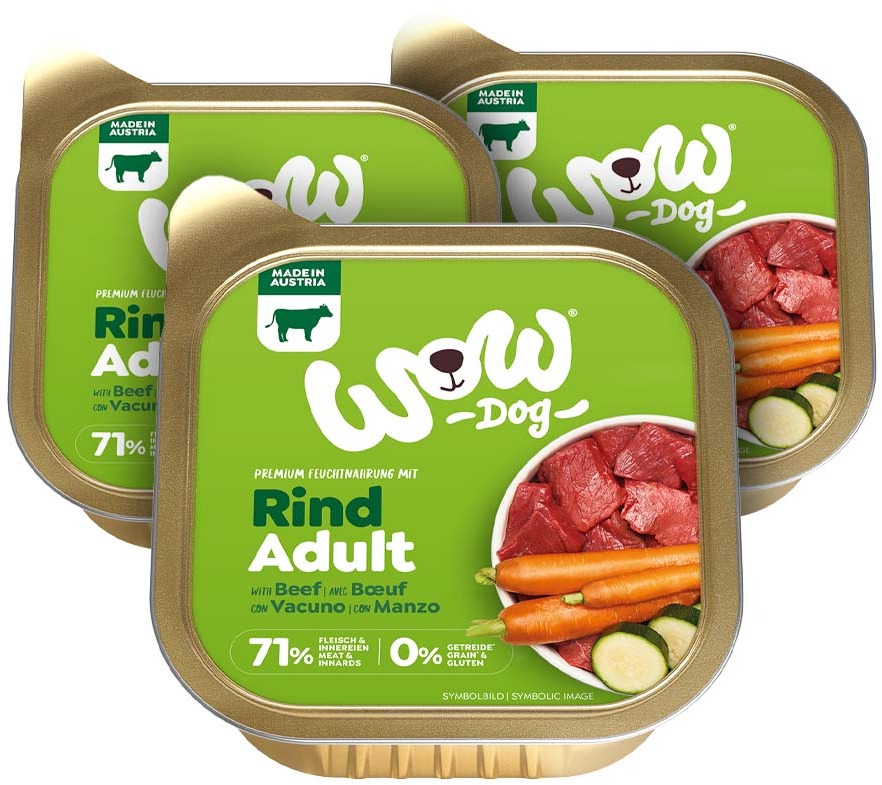 WOW paštika Hovězí s karotkou Adult 3 × 150 g