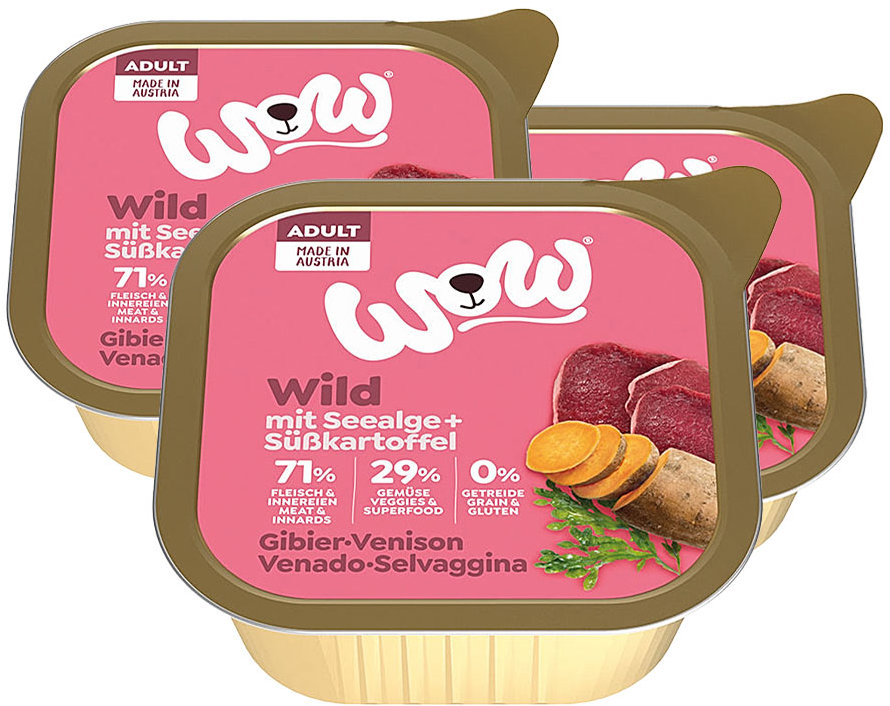 WOW paštika Zvěřina s batáty Adult 3 × 150 g