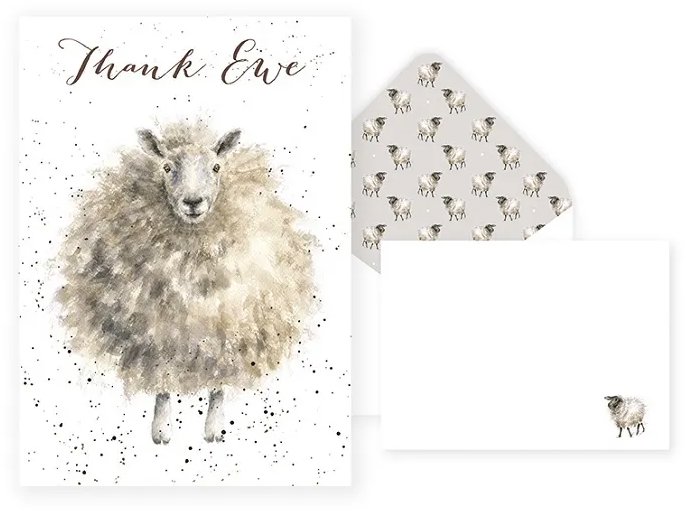 Wrendale Designs Sada děkovných přání a obálek Ovce