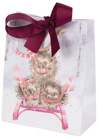 Malá Vánoční dárková taška s kouzelným designem Ježci od Wrendale Designs