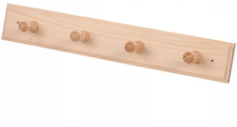 ELIGA Dřevěný věšák do sauny, 4 háčky