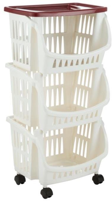 Regál pojízdný Tidy, bílý, hnědý