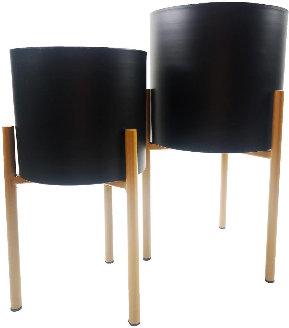 HOME STYLING COLLECTION Květináče na stojanu 2 ks, černé