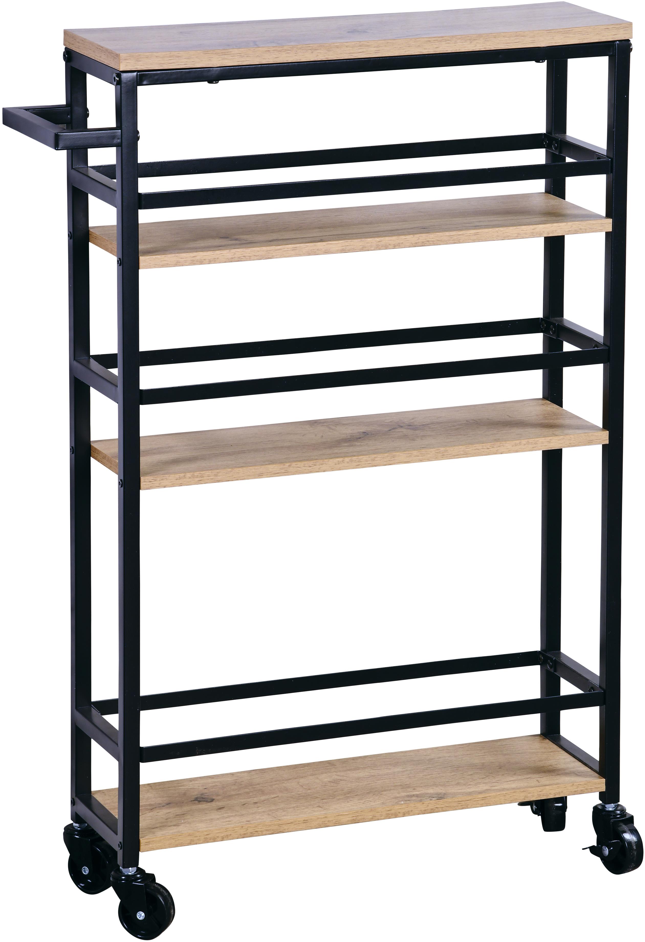 Pojízdný regál KESPER z bambusu a kovu