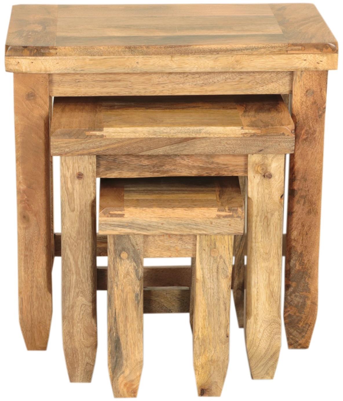 LAKŠMI odkládací stolky 3 ks Devi z mangového dřeva - Mango Natural