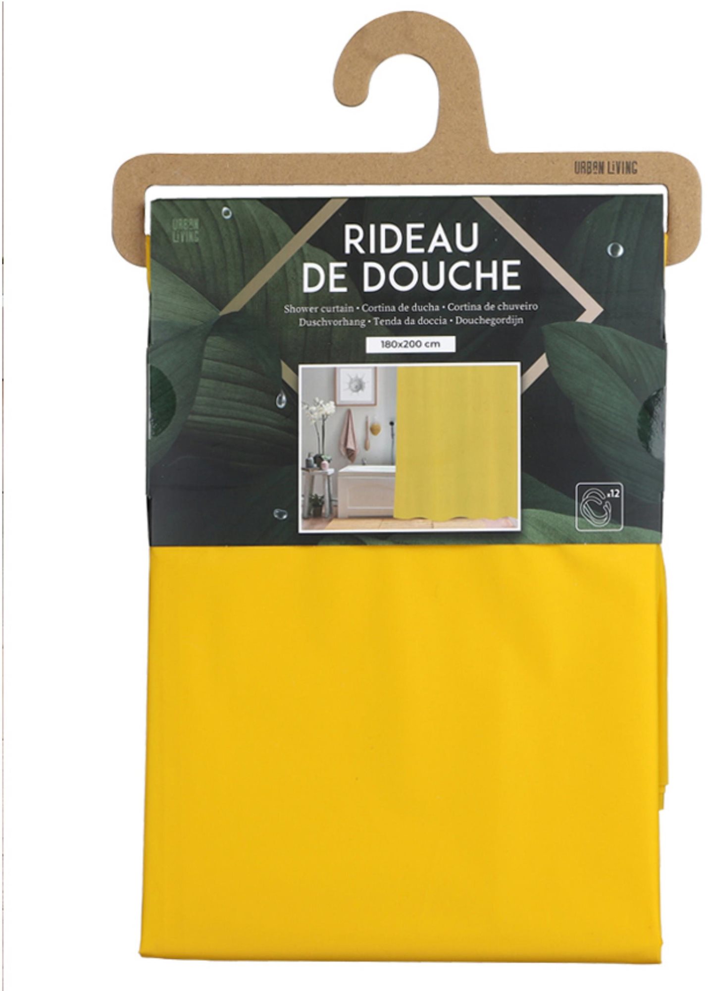 DOCHTMANN Sprchový závěs PVC 180 × 200 cm žlutý
