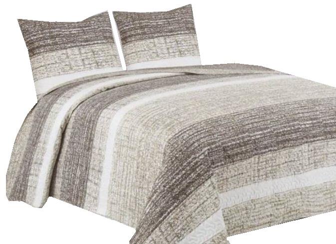 Euromat Přehoz na postel 220 × 240 + 2× 40 × 40 cm - Tavira pruhy béžové BJ-035