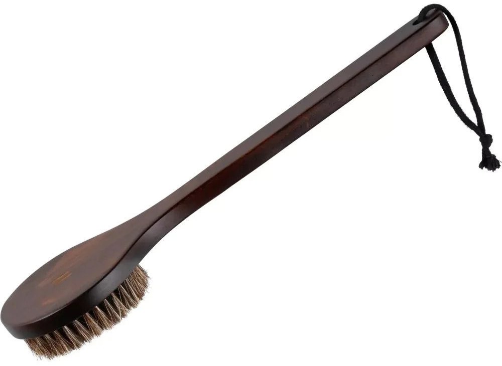 RENTO Masážní kartáč do sauny, tmavý bambus