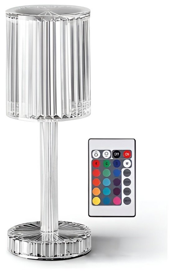 Verk 12305 Křišťálová LED stolní lampa, RGB, dotykový panel, dálkové ovládání