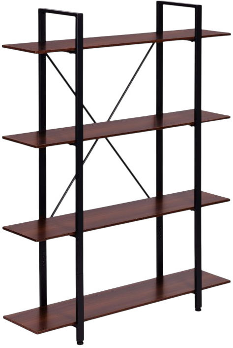 ModernHome S-04A Regál v industriálním stylu, 4 police, 105 × 140 cm, hnědý
