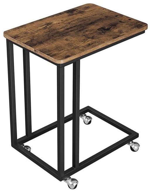 ModernHome LNT50X Příruční stolek na kolečkách, rustikální, 50 × 35 cm, hnědý
