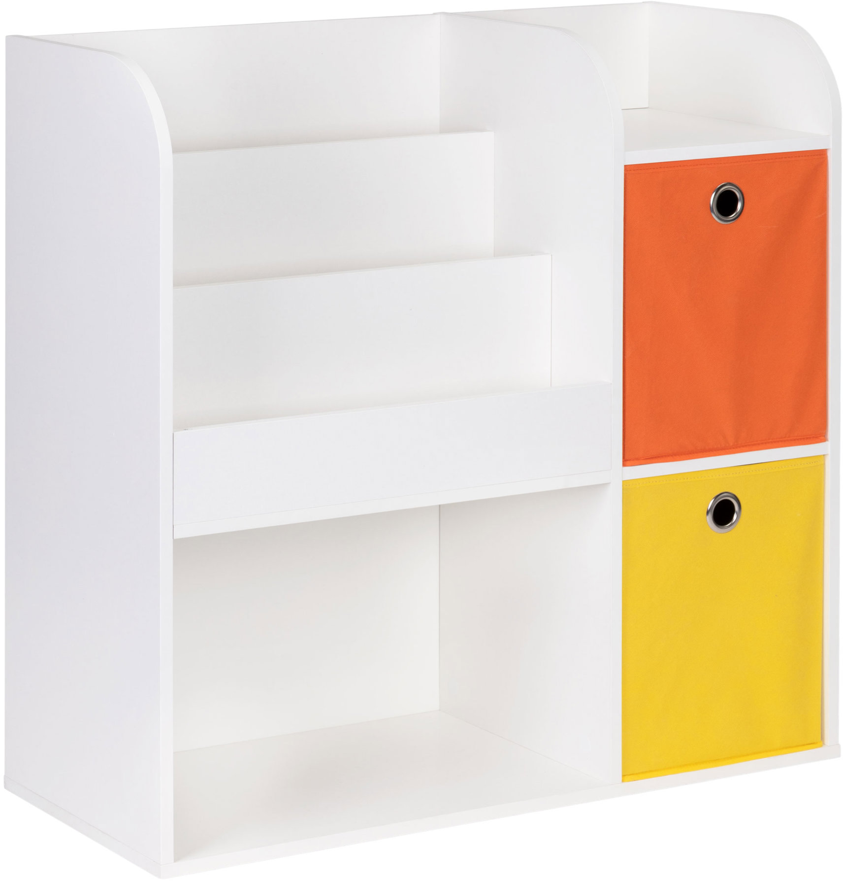 ECOTOYS ZKB-02A Dětský regál s přihrádkami a koši 89 × 35 × 88 cm, bílý