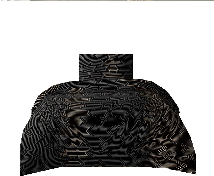 4sleep Bavlněné saténové povlečení Proužky, 140 × 200 cm, 70 × 90 cm, černo-zlaté