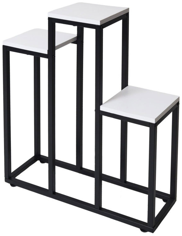 Bauerkraft H-025 Kovový patrový stojan na 3 květiny, bílý