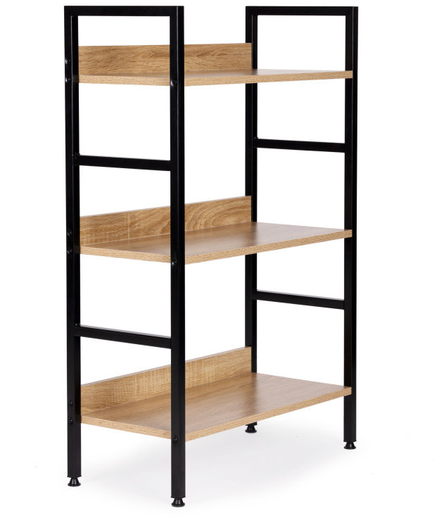 Dřevěný regál ModernHome CWJ602893CL s kovovým rámem a 3 policemi