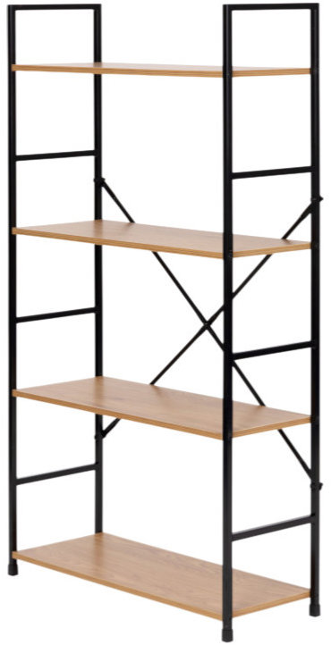 Regál ModernHome CWJ6024112LG - dřevěný regál s kovovým rámem a 4 policemi