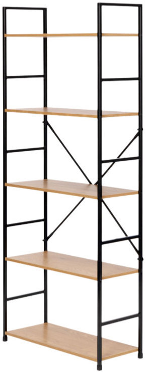 Regál ModernHome CWJ6024144LG - dřevěný regál s kovovým rámem a 5 policemi