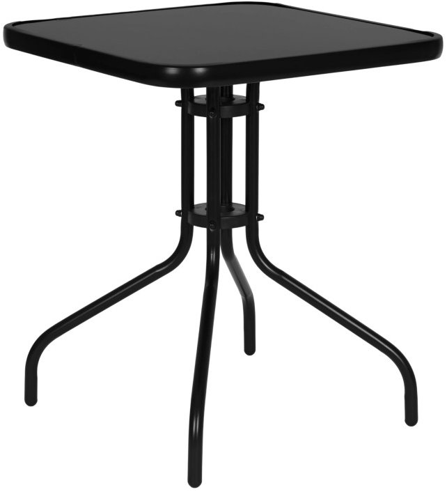 MultiGarden SC-073-1 Zahradní čtvercový stůl 60 × 60 cm, tvrzené sklo, černý