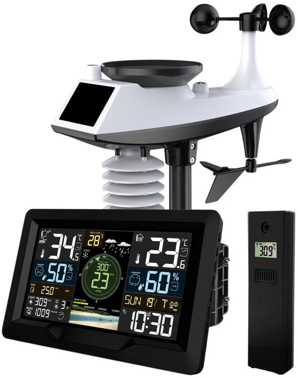 Berdsen BD-914 Meteorologická stanice se senzorem větru a deště, černá