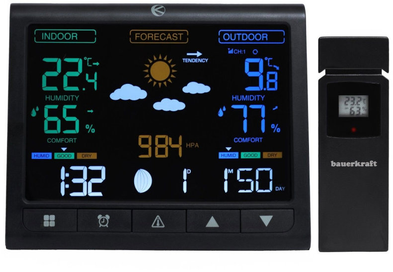 Bauerkraft G-967 Bezdrátová meteostanice, barometr, hodiny, budík, předpověď