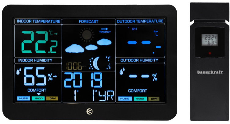 Bauerkraft G-568 Bezdrátová meteostanice, teploměr, barometr, hodiny, budík