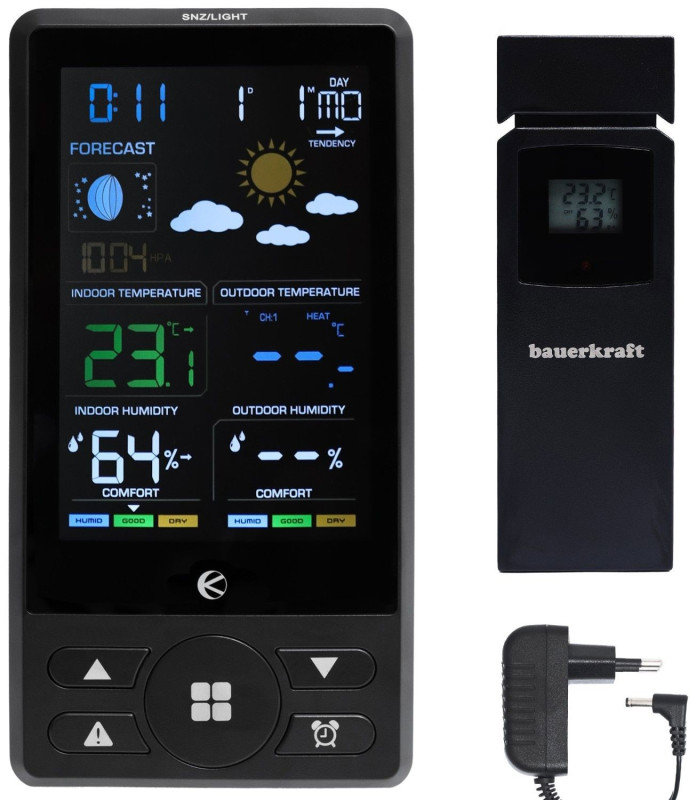 Bauerkraft G-572 Bezdrátová meteostanice, barometr, hodiny, budík, předpověď