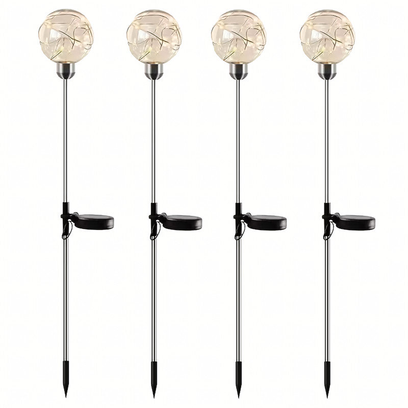 RealG RC-K-2188 Solární zahradní LED lampy, koule, zapichovací, voděodolné, 4 ks