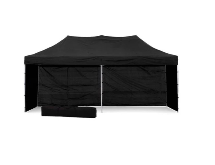 Ambitent Nůžkový Párty stan 3 × 6 m ALU Premium 4 ks plné bočnice, černý